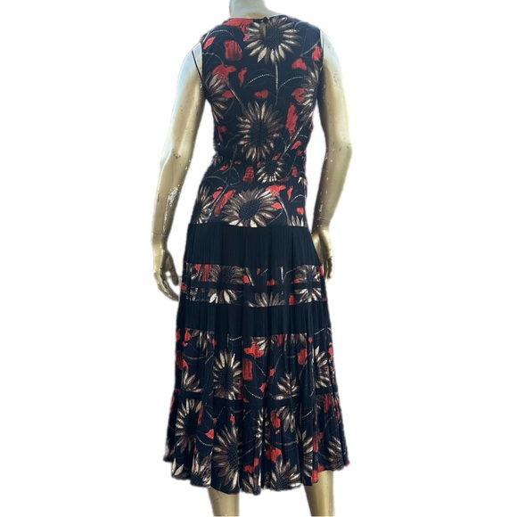 Vintage Carole Little Petite Dresses metallic sunflowers midi dress size 4 - Picture 3 of 7